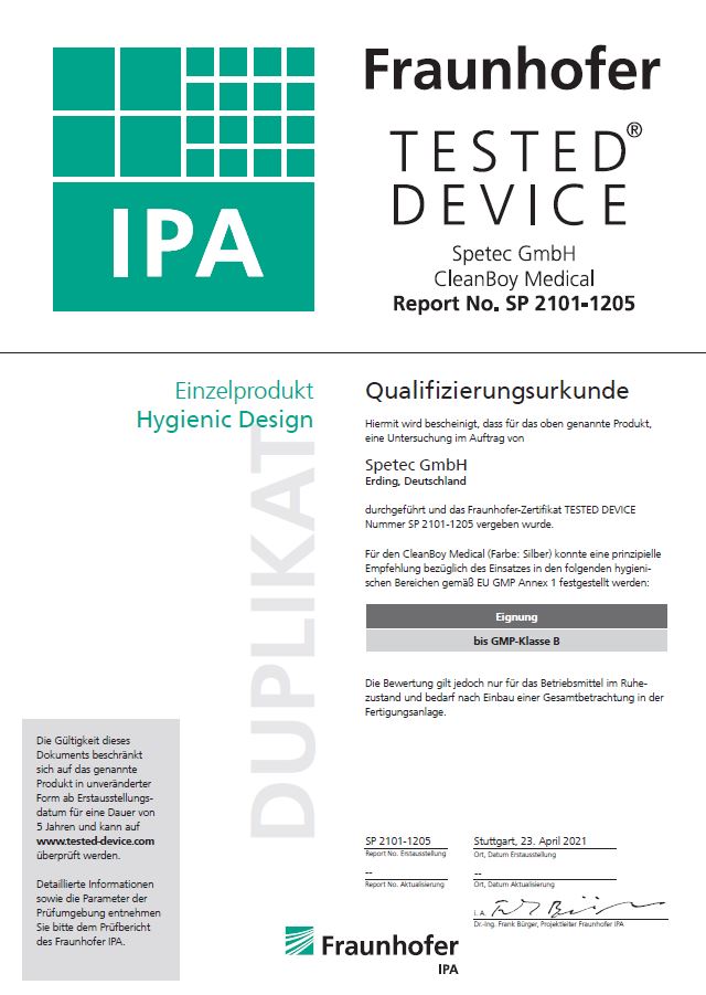 Spetec Urkunde Fraunhofer