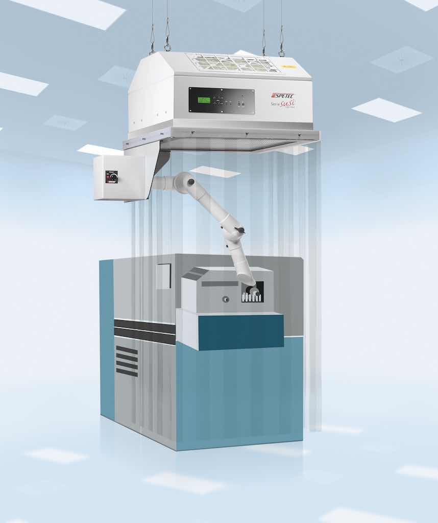 Laminar Flow Box mit Vorhang und Absaugung